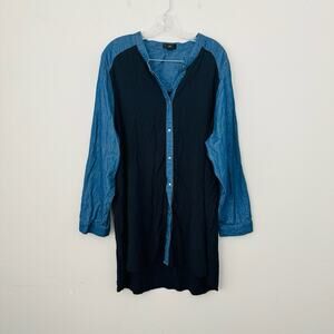Ellis Blue Denim Long Sleeve Button Up Dress Women’s Size 1X